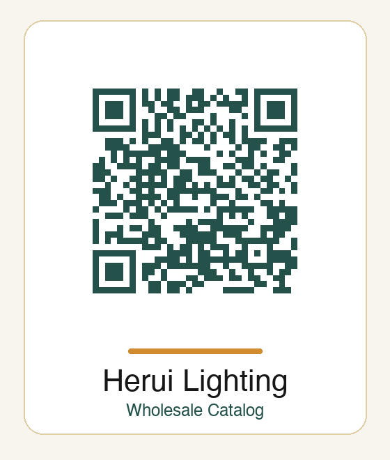 Herui Lighting branded QR code linking to the catalog website